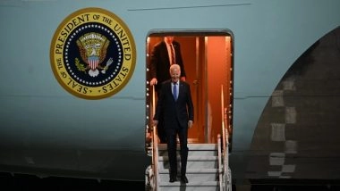World News | Biden Arrives in Germany to Hold Talks with French President, UK PM on Ukraine, West Asia