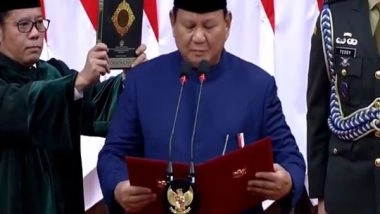 World News | Prabowo Subianto Sworn in as 8th President of Indonesia, MoS Margherita Represents India at Oath Ceremony