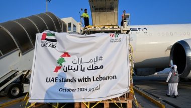 World News | 'UAE Stands with Lebanon': 12th Aircraft Dispatched Carrying 40 Tonnes of Relief Aid