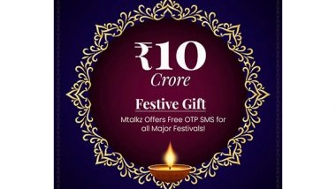 Business News | Mtalkz Unveils Rs 10 Crore Free OTP SMS Offer to Celebrate the Festive Season