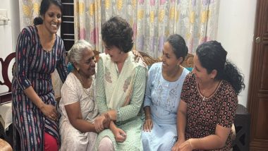 India News | Priyanka Gandhi Meets Local Family in Wayanad Day Before Filing Her Nomination