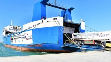 World News | UAE Aid Ship Carrying 2,000 Tonnes of Relief Arrives at Beirut Port to Support Lebanese People