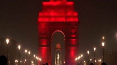 India News | India Gate, Rashtrapati Bhavan Are Lit Up in Red to Raise Awareness for Dyslexia