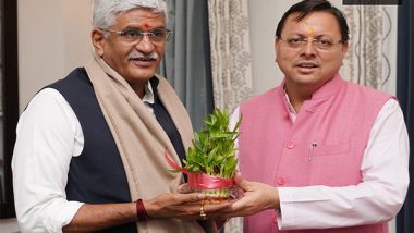 India News | Uttarakhand CM Dhami Meets Union Minister Shekhawat; Discusses Promoting State's Religious Sites