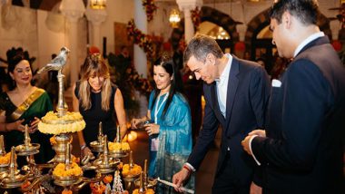 World News | Mumbai: Spanish President Pedro Sanchez Celebrates Diwali with Wife Begona Gomez