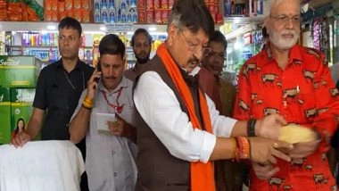 India News | MP: Minister Kailash Vijayvargiya Sells Rations at Ancestral Shop in Indore on Dhanteras