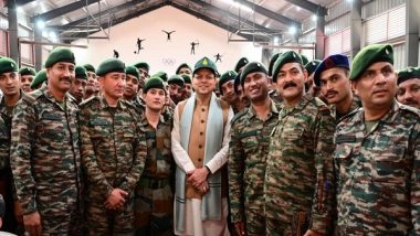 India News | Uttarakhand CM Dhami Celebrates Diwali Among Soldiers of Garhwal Rifles, Pays Tribute to Fallen Soldiers