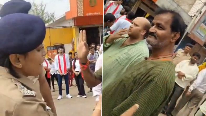 'Kanoon Tujhe Jyada Pata Hai Ya Mujhe?': Aditya Vikram Singh Argues With MP Police in Raghogarh, Allegedly Blows Puff on Woman Cop's Face While Smoking (Video)