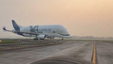 Airbus Beluga XL Lands at Kolkata Airport: World's Largest Cargo Plane Beluga XL Makes Another Landing at Netaji Subhash Chandra Bose International Airport (Watch Video)