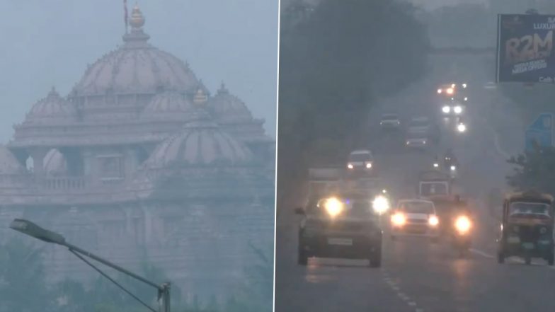 Delhi Air Pollution: Layer of Smog Engulfs Akshardham Temple and Surrounding Areas As Air Quality Index in the Area Rises to 353 (Watch Video) | ???? LatestLY