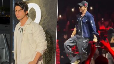 Shah Rukh Khan Thrills Fans by Grooving to ‘Jhoome Jo Pathaan’ and Striking His Signature Pose at Aryan Khan’s D’YAVOL After Dark+ Event in Dubai (Watch Videos)