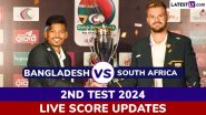 SA 309/2 in 82 Overs | Bangladesh vs South Africa Live Score Updates of 2nd Test 2024 Day 2: Tony de Zorzi, David Bedingham Resume Proceedings