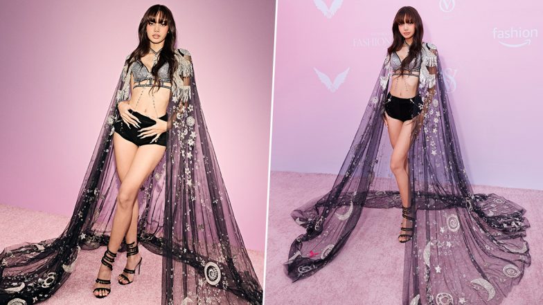 BLACKPINK’s Lisa Lights Up Victoria’s Secret Fashion Show 2024 With Her Showstopping Style, K-Pop Star Slays in Chic and Edgy Ensemble on Pink Carpet (View Pictures)