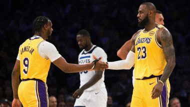 LeBron James and Bronny James Become First Father-Son Duo to Play For Same Team in NBA Regular Season History, Achieve Feat During LA Lakers vs Minnesota Timberwolves NBA 2024-25 Match (Watch Video)