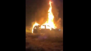 Car Fire in Greater Noida: Man Charred to Death Inside Fortuner Car Near Kot Pul Nagla, 2 Friends Taken in Custody (Watch Video)