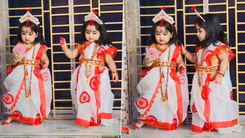 Happy Durga Puja 2024! This Adorable Viral Video of Two Kids Dressed as Goddess Durga While Playfully Fighting With Each Other Will Boost Your Festive Mood (Watch)