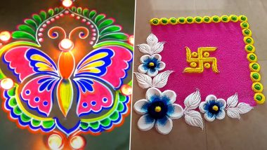 Choti Diwali 2024 Rangoli Designs: Decorate Your Home With Simple Swastik Rangoli Patterns, Traditional, Colourful and Beautiful Rangoli Designs for Deepavali