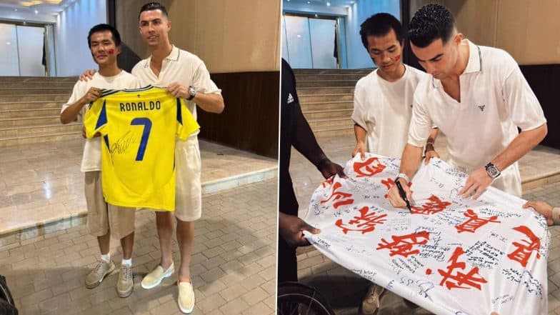 Cristiano Ronaldo Greets Fan Who Cycled 13,000 km Over 6 Months From China to Saudi Arabia To Meet Al-Nassr Star, Pics Go Viral