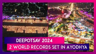 Deepotsav 2024: Ayodhya Sets 2 Guinness World Records With 25 Lakh Diyas Lit, 1,121 People Performing Aarti Together on Diwali Eve