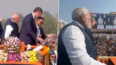 'PM Modi Introduced Me to Pedro Sanchez': Specially-Abled Girl Dia Gosai Presents Portraits of PM Narendra Modi and Spanish President to Both Leaders During Their Roadshow in Vadodara (Watch Video)