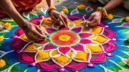 Diwali 2024 Rangoli Ideas With Flowers, Diyas and Colours: Decorate Your Home With Marigold Flower Rangoli Patterns, Vibrant Designs and Traditional Motifs To Celebrate the Festival of Lights (Watch Videos)