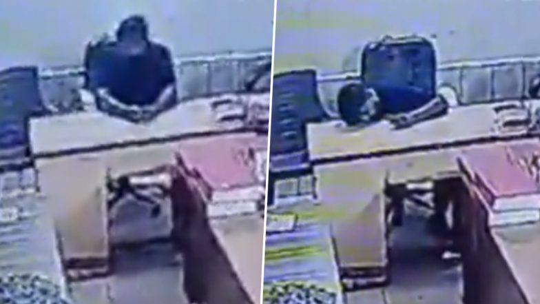 Dwarka: 36-Year-Old Man Allegedly Suffers Heart Attack Minutes After Arriving at Work in Gujarat, Viral Video Shows Him Collapsing on Desk (Viewer Discretion Advised)