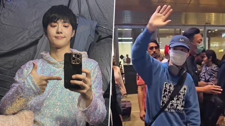 Suho aka Kim Jun Myeon in India: EXO Member Arrives in Mumbai for K-Wave Festival 2024, Greets Fans at Airport With a Heartwarming Wave (Watch Video)