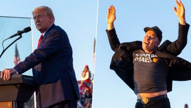 US Presidential Elections 2024: Donald Trump Returns to Butler for First Time Since Assassination; Elon Musk Dances on Stage, Quips About 'Dark MAGA' (Watch Videos)