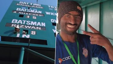 England's Barmy Army Members Climb Up the Scorecard Tower in Multan Cricket Stadium, Have Fun With the Scorer During PAK vs ENG 1st Test 2024 (Watch Video)