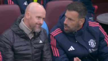 Erik ten Hag, Ruud van Nistelrooy Spotted Having Heated Conversation During Aston Villa vs Manchester United Premier League 2024–25 Match (Watch Video)