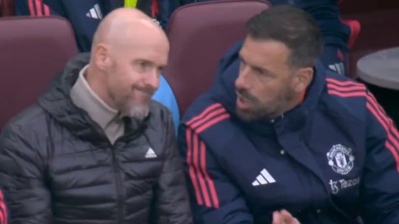 Erik ten Hag, Ruud van Nistelrooy Spotted Having Heated Conversation During Aston Villa vs Manchester United Premier League 2024–25 Match (Watch Video)