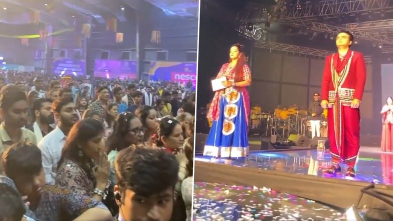 Rest in Peace, Ratan Tata: Garba Celebrations Paused at Mumbai's NESCO Center, Navratri 2024 Attendees Observe a Moment of Silence in Honour of the Industrialist (Watch Video)