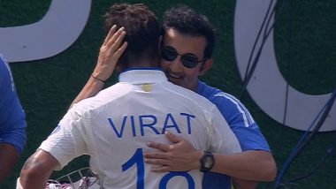 Gautam Gambhir Hugs Virat Kohli After He Helps India Beat Bangladesh by Seven Wickets in 2nd Test 2024, Video Goes Viral