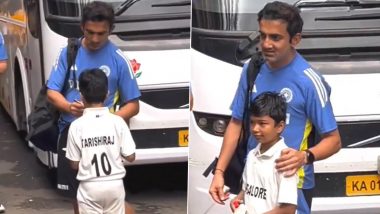 Gautam Gambhir Displays Heartwarming Gesture, Signs Autograph and Poses for Photo With Young Fan Ahead of IND vs NZ 1st Test 2024, Video Goes Viral