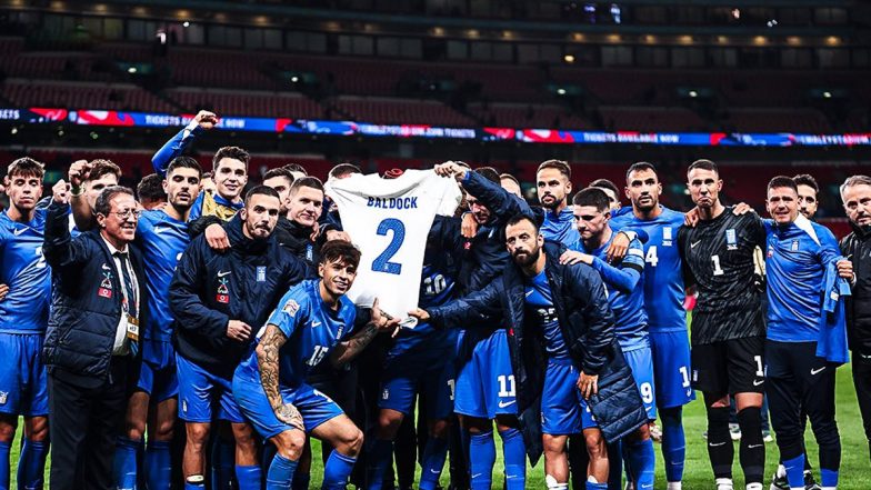 Greece National Football Team Dedicates Their First-Ever Goal at Wembley to Late Defender George Baldock During UEFA Nations League 2024-25 Match Against England, Pic Goes Viral