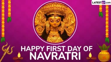 Happy Sharad Navratri 2024 Wishes and Day 1 Goddess Shailputri Images: WhatsApp Messages, GIFs, Goddess Durga HD Wallpapers and Greetings To Celebrate the Festival