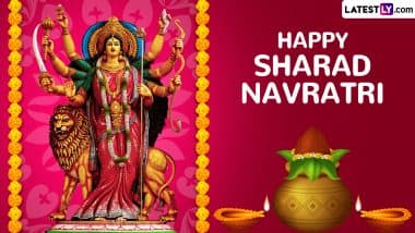 Happy Navratri 2024 Images and HD Wallpapers for Free Download Online: Celebrate Sharad Navratri With Maa Durga Photos, WhatsApp Messages and Facebook Greetings