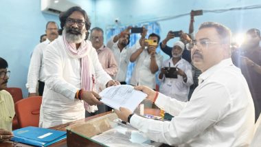 Jharkhand Assembly Elections 2024: JMM’s Hemant Soren Files Nomination, Takes Jibe at Assam CM Himanta Biswa Sarma Calls Him ‘Pravaasi’ Chief Minister (Watch Video)