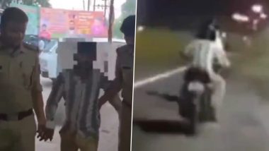 Lucknow Shocker: Man Riding Bike Harasses Woman on Scooter, Touches Her Inappropriately on Shaheed Path; Arrested by Police (Watch Video)