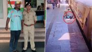 Gujarat Constable Saves Passenger’s Life After He Falls While Trying to Board Moving Train at Vapi Railway Station, Heroic Act Caught on Camera