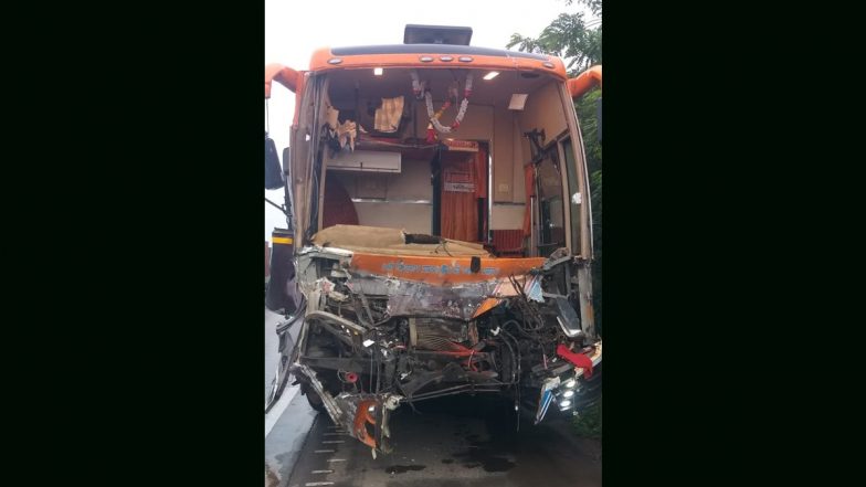 Lonavala Road Accident: 23 Passengers Injured as Bus Hits Heavy Vehicle on Mumbai-Pune Expressway; Visual Surfaces