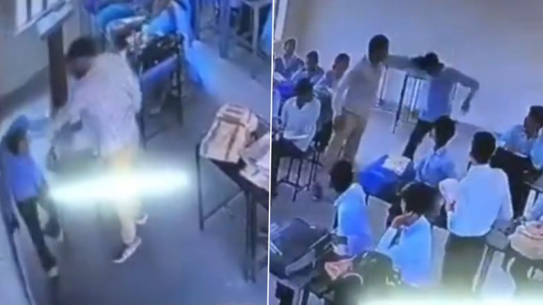 Hanumangarh: Teacher Drags Student by Hair, Brutally Thrashes Him With Sticks Inside Classroom in Rajasthan; Disturbing Video Surfaces