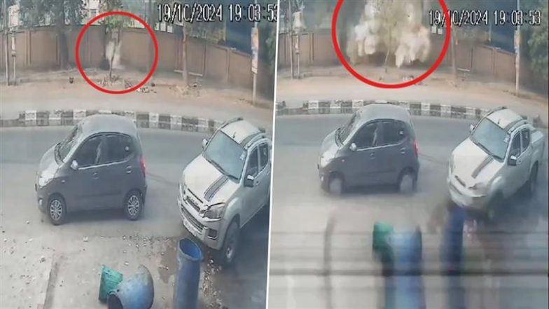 Delhi Blast: CCTV Captures Exact Moment When Huge Explosion Tore Through Wall of CRPF School in Rohini