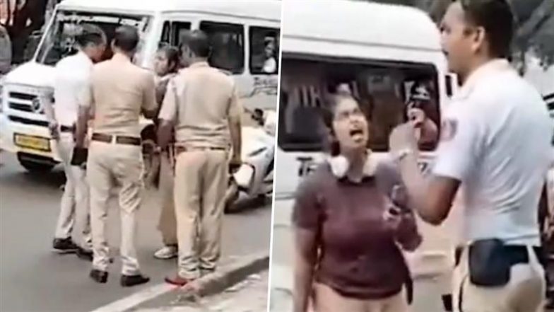 ‘Agar Iski Naukri Nahi Gayi…’: Woman Kicks, Abuses Traffic Cop, Tries to Snatch His Body Camera in Bengaluru; FIR Registered After Video of Assault Goes Viral