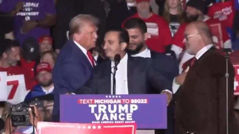 US Presidential Elections 2024: Donald Trump Endorsed by Muslim, Arab-American Leaders at Campaign Rally in Novi (Watch Video)