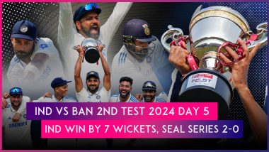 IND vs BAN 2nd Test 2024 Day 5 Stat Highlights: India Clinch 2–0 Series Sweep Over Bangladesh With Win in Second Test