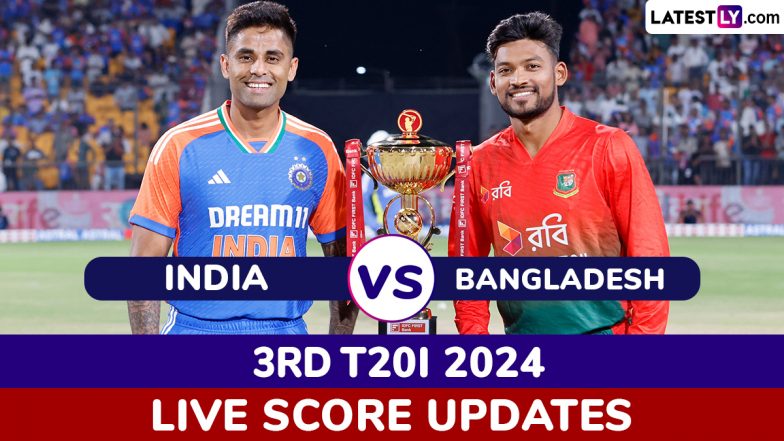 IND 156/1 in 10.3 Overs | India vs Bangladesh Live Score Updates of 3rd T20I 2024: Suryakumar Yadav Scores Half-Century | 