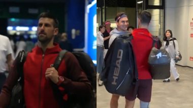 Novak Djokovic Shares Warm Hug With 'Old Man' Roger Federer on Sidelines of Shanghai Masters 2024 (Watch Video)