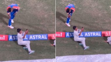 Hardik Pandya Shares Heartfelt Moment With Ball Boys at Rajiv Gandhi International Stadium, Clicks Selfies With Them While Fielding on Boundary During IND vs BAN 3rd T20I 2024 (Watch Video)