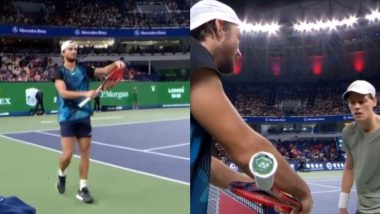 Tomas Machac Breaks His Racquet During Shanghai Masters 2024 Semifinal Against Jannik Sinner, Shows Damage to His Opponent (Watch Video)